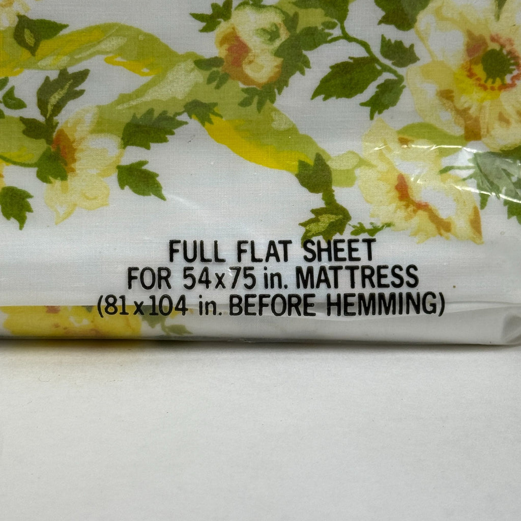 Vintage Tastemaker Percale Full Flat Sheet Yellow Flowers Summer Afternoon NEW