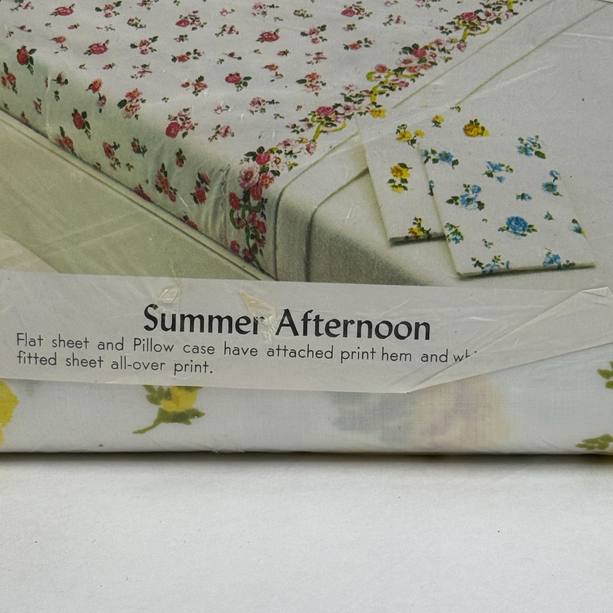 Vintage Tastemaker Percale Full Flat Sheet Yellow Flowers Summer Afternoon NEW
