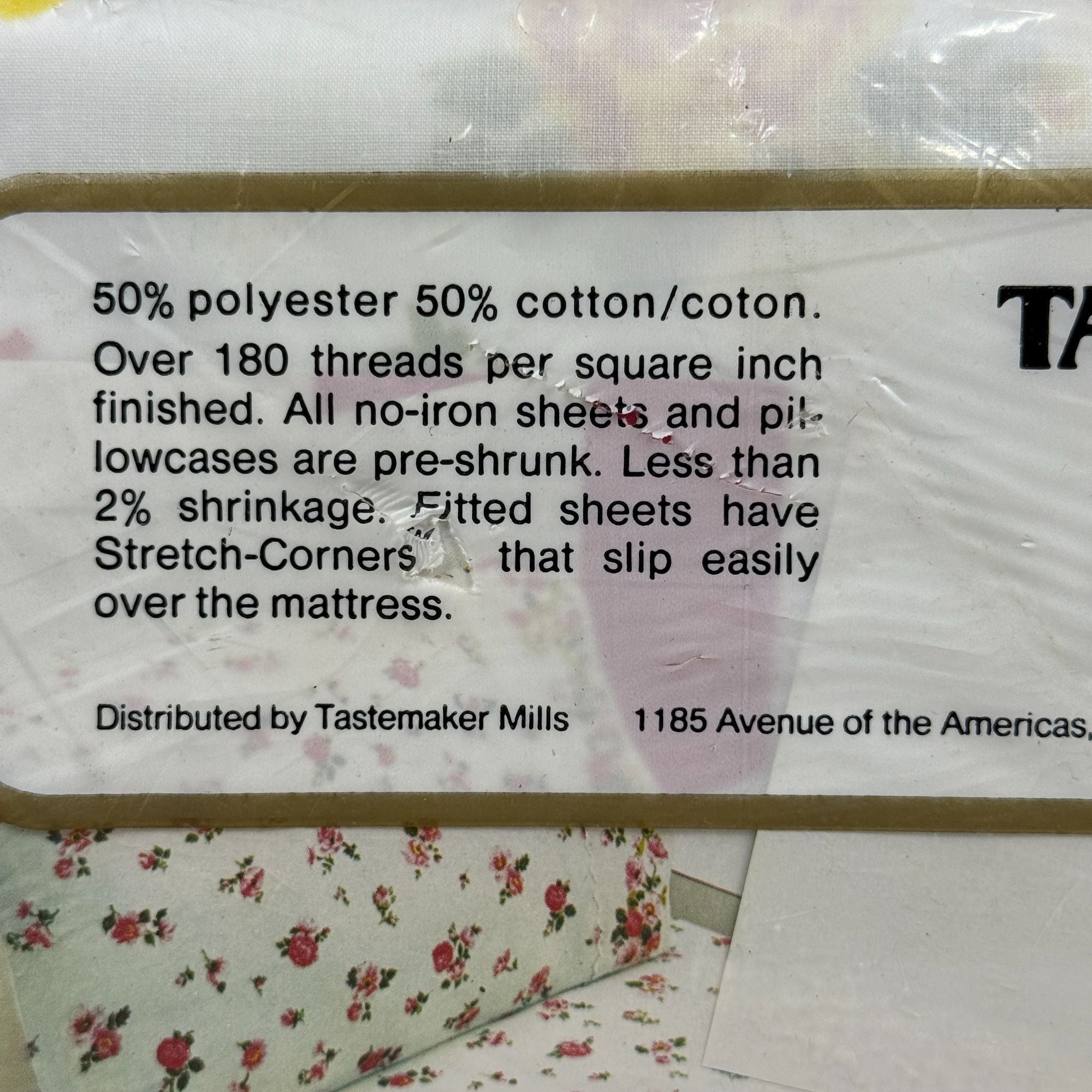 Vintage Tastemaker Percale Full Flat Sheet Yellow Flowers Summer Afternoon NEW