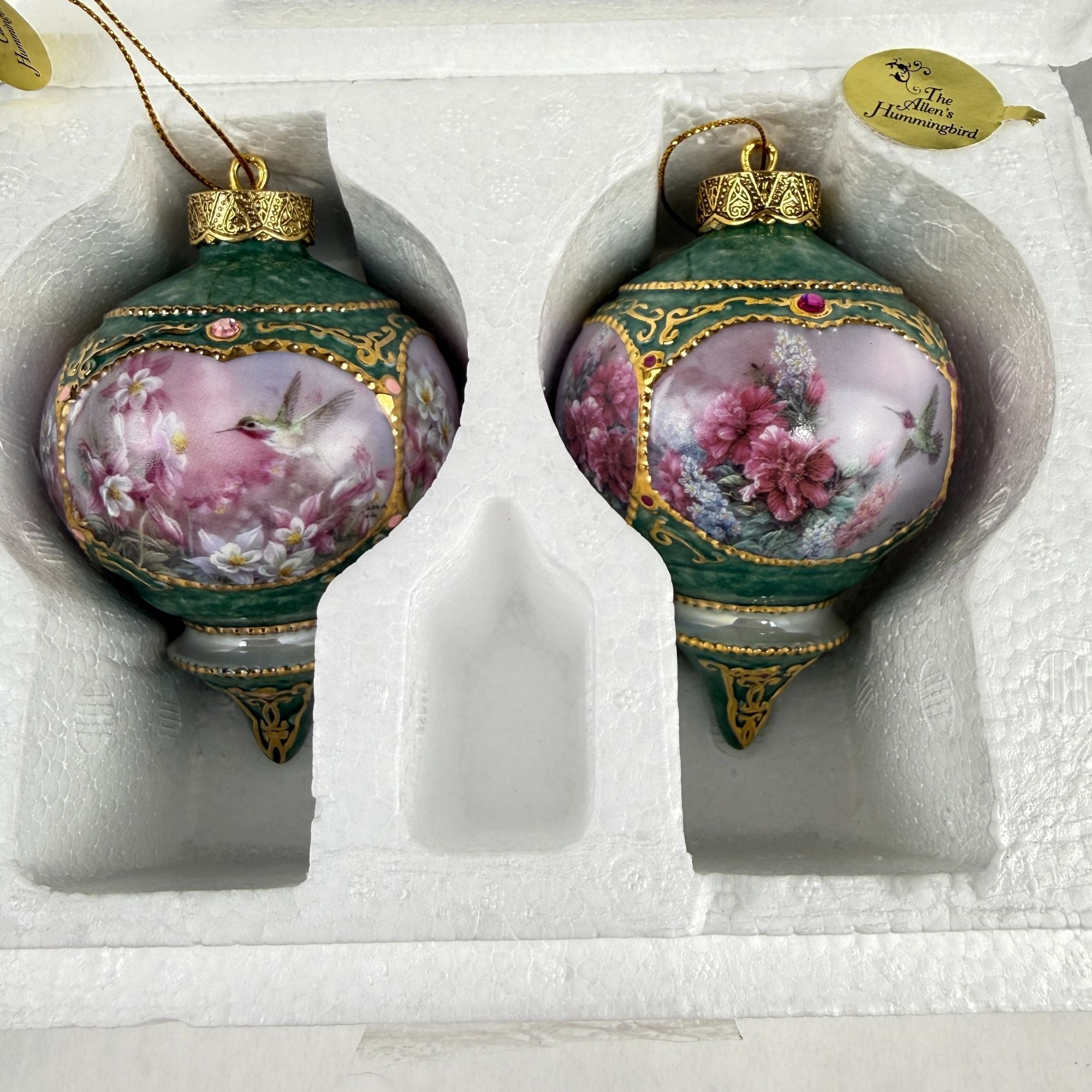 Lena Lius Treasury Of Jeweled Hummingbirds Ornaments 1998 Limited Edition Porcelain Set Of 2