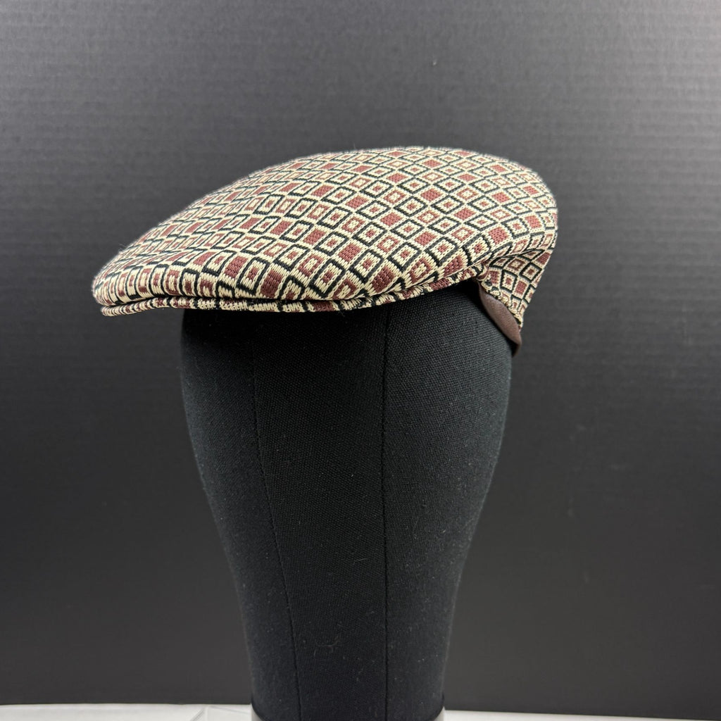 Vintage Kangol Great Britain Flat Cap Brown Geometric Pattern Small