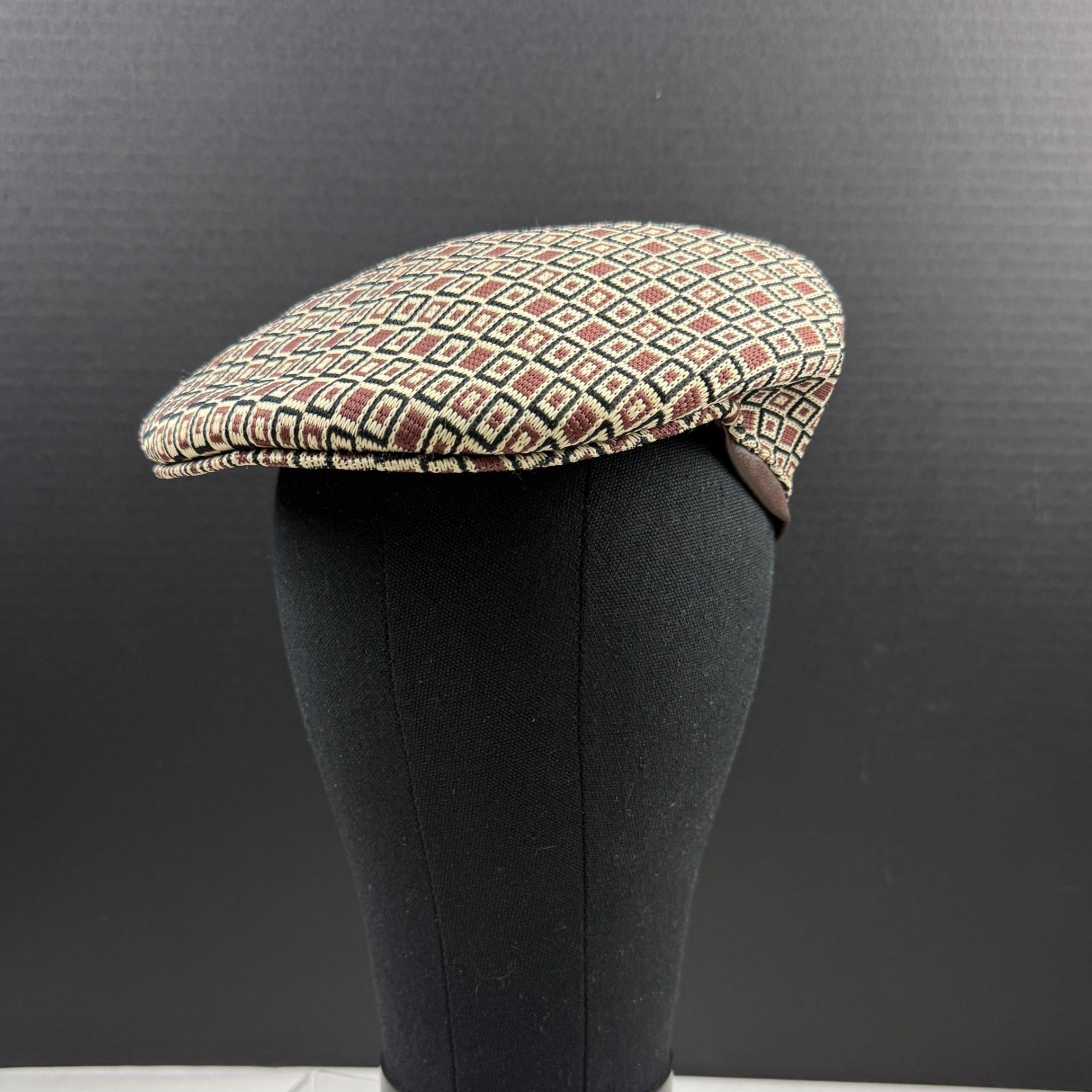 Vintage Kangol Great Britain Flat Cap Brown Geometric Pattern Small