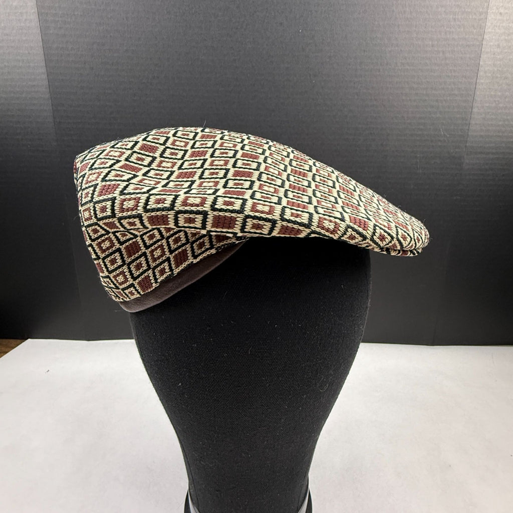 Vintage Kangol Great Britain Flat Cap Brown Geometric Pattern Small