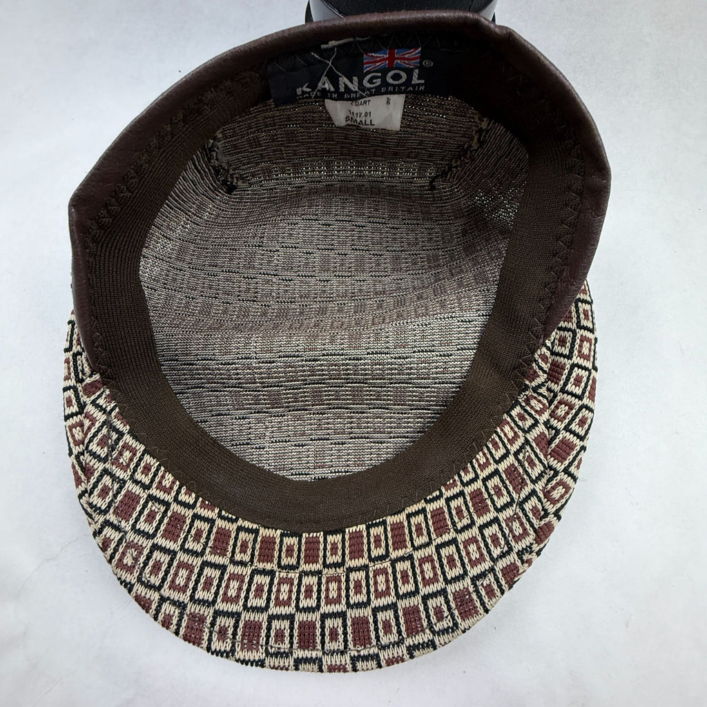 Vintage Kangol Great Britain Flat Cap Brown Geometric Pattern Small
