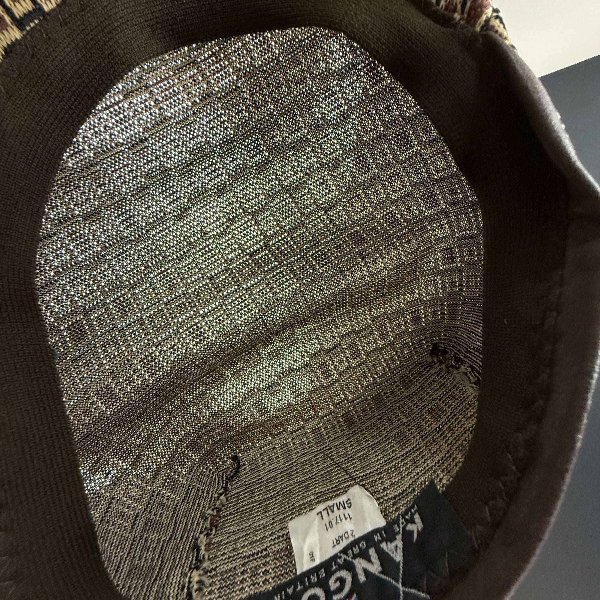 Vintage Kangol Great Britain Flat Cap Brown Geometric Pattern Small