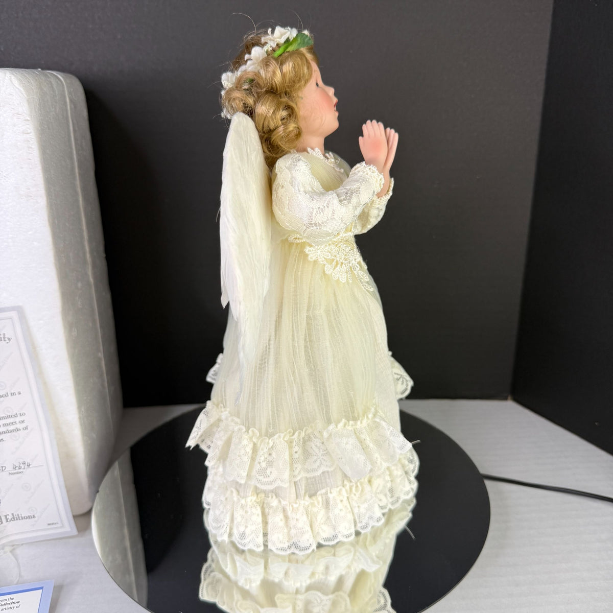 Vintage 1999 Bradford Delicate Blessings Angel Christmas Tree Topper w/ COA