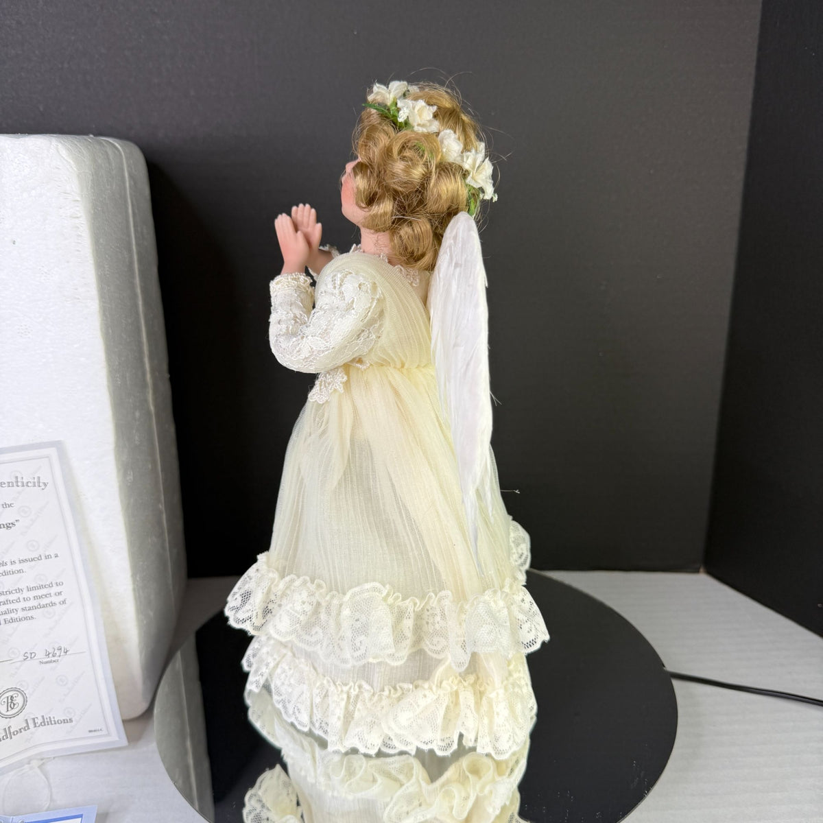 Vintage 1999 Bradford Delicate Blessings Angel Christmas Tree Topper w/ COA