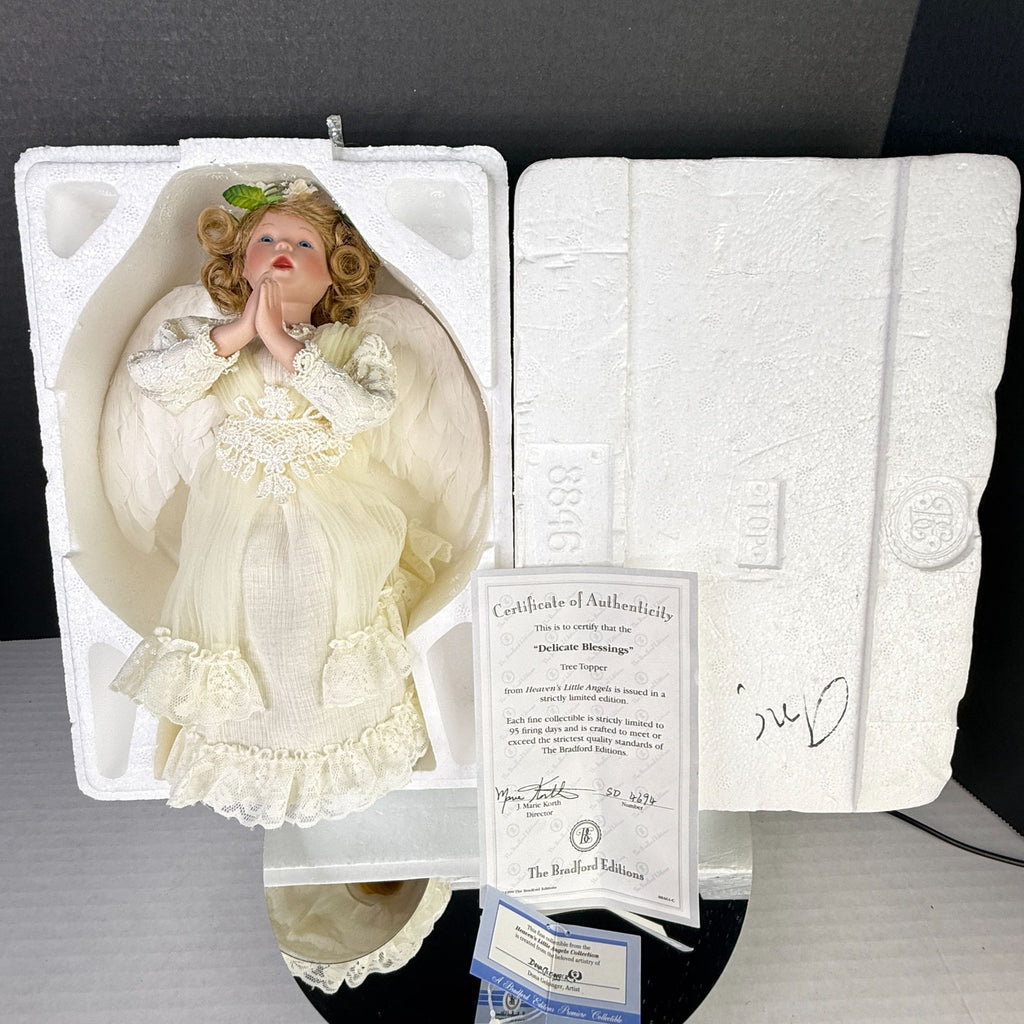 Vintage 1999 Bradford Delicate Blessings Angel Christmas Tree Topper w/ COA