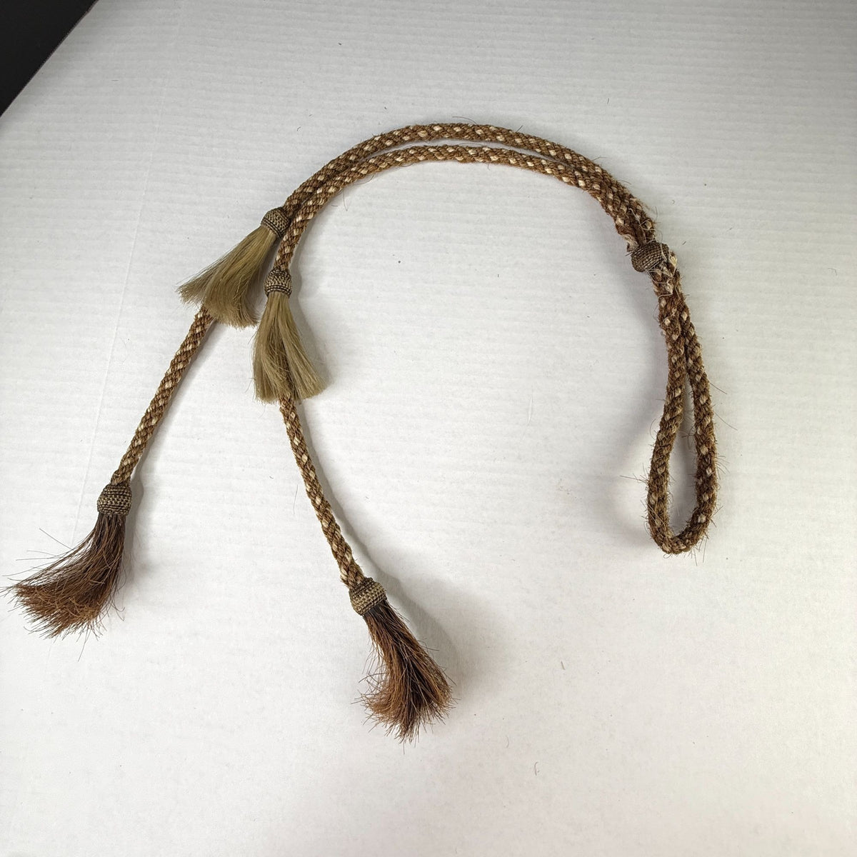 Vintage Braided Horsehair Rope With Tassels Decorative Western Accent