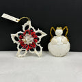 Vintage Hand Made Sea Shell Christmas Ornaments Lot Of 2