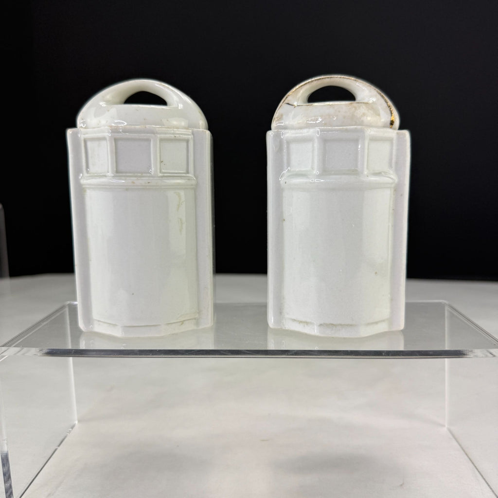 Vintage Porcelain Germany Spice Jars Nutmeg and Pepper Floral Design