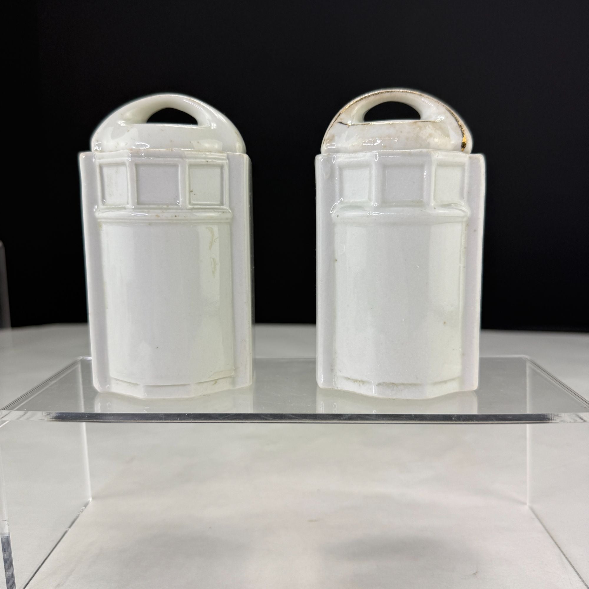 Vintage Porcelain Germany Spice Jars Nutmeg and Pepper Floral Design