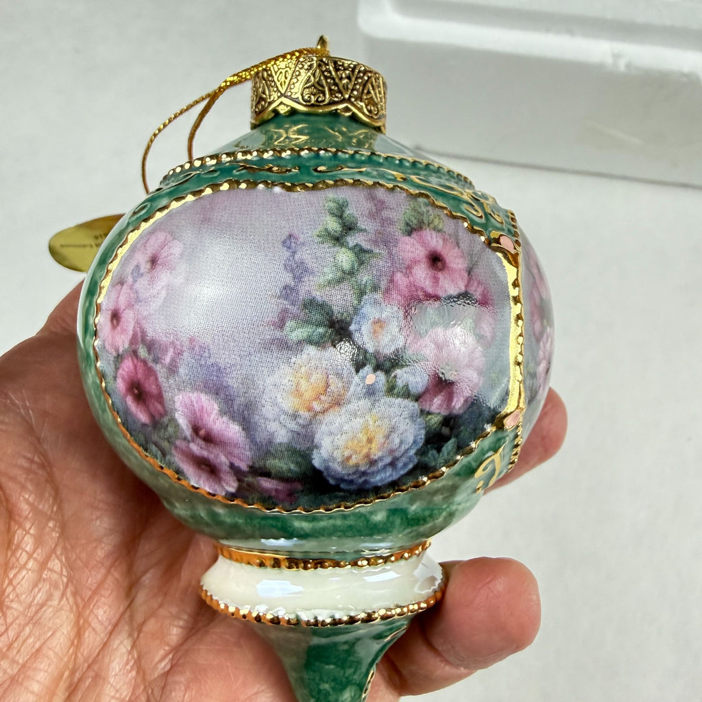Vintage 1999 Lena Liu's Jeweled Hummingbirds Hollyhock and Lily Garden