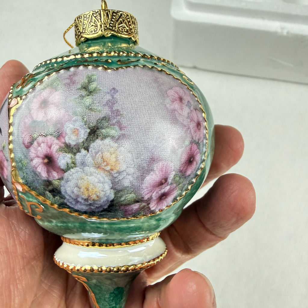 Vintage 1999 Lena Liu's Jeweled Hummingbirds Hollyhock and Lily Garden