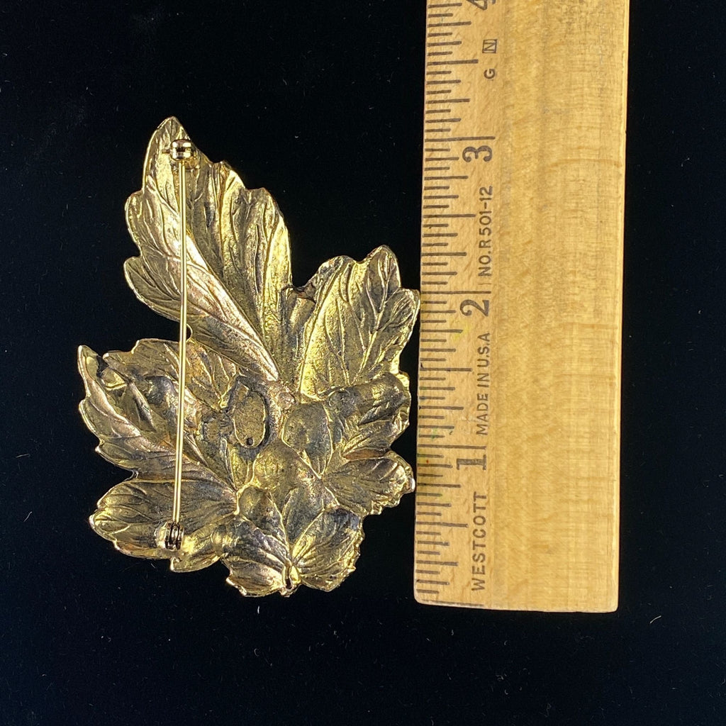 Vintage Joans Collectibles Autumn Fall Leaf Gold Tone Metal Brooch Pin
