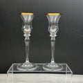 Vintage Pair Mikasa Jamestown Glass Candlesticks Gold Trim