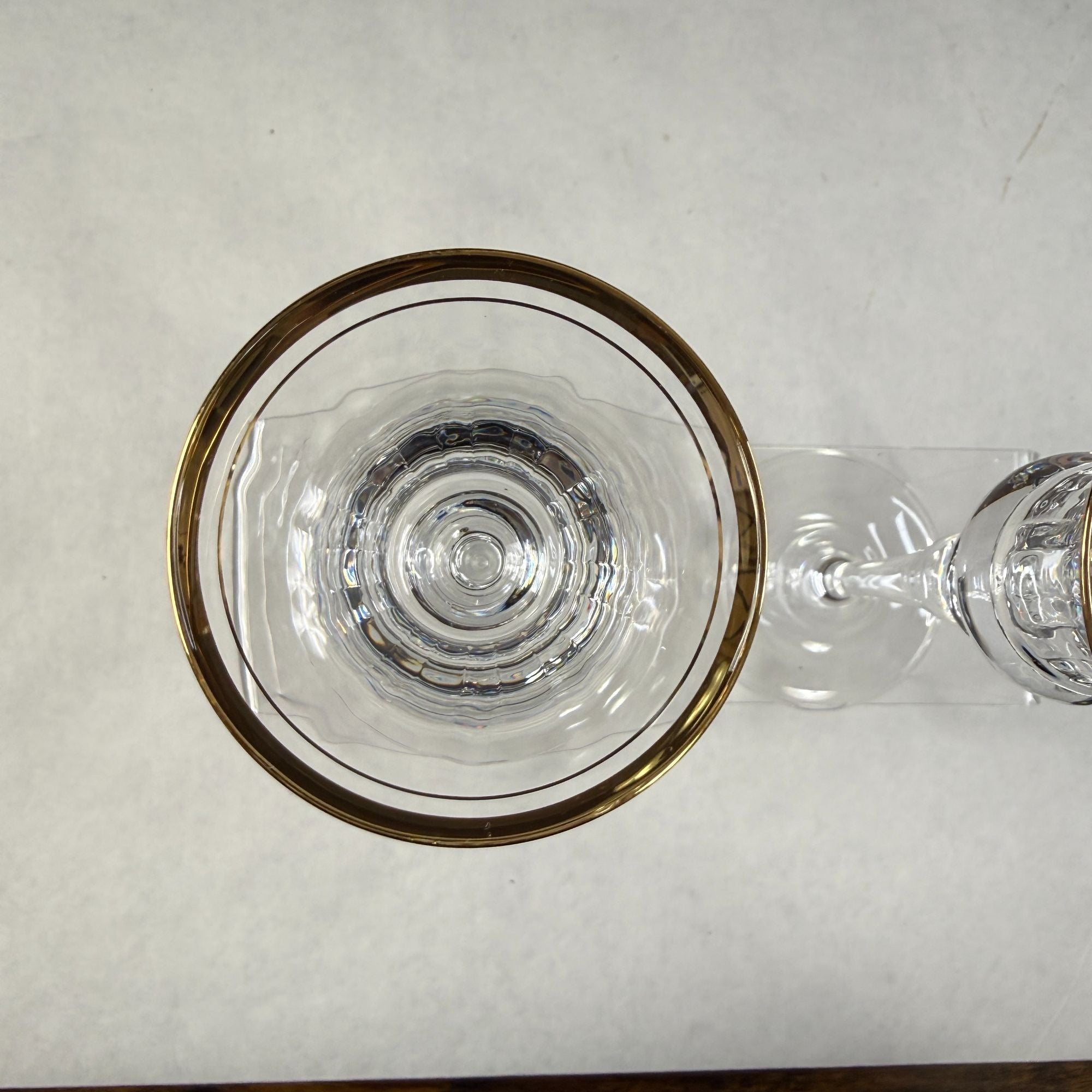 Vintage Pair Mikasa Jamestown Glass Candlesticks Gold Trim