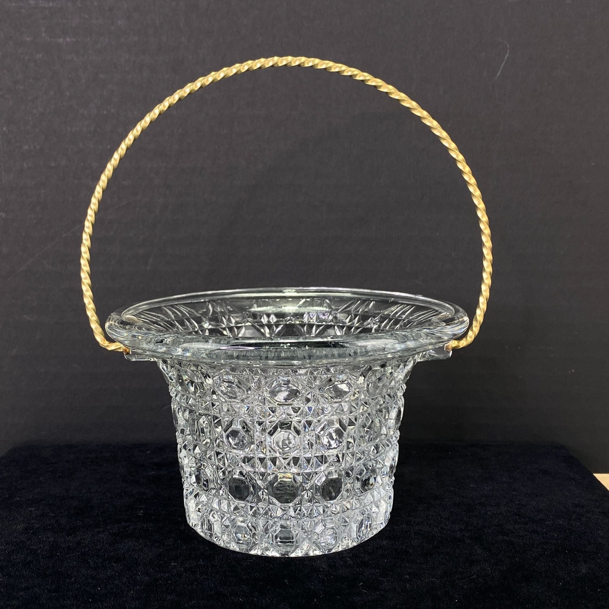 Vintage Avon Fostoria Glass Daisy Button Mini Basket Candle Holder