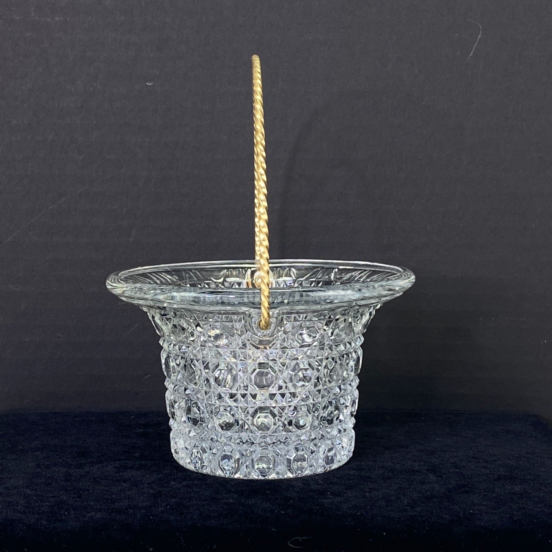 Vintage Avon Fostoria Glass Daisy Button Mini Basket Candle Holder