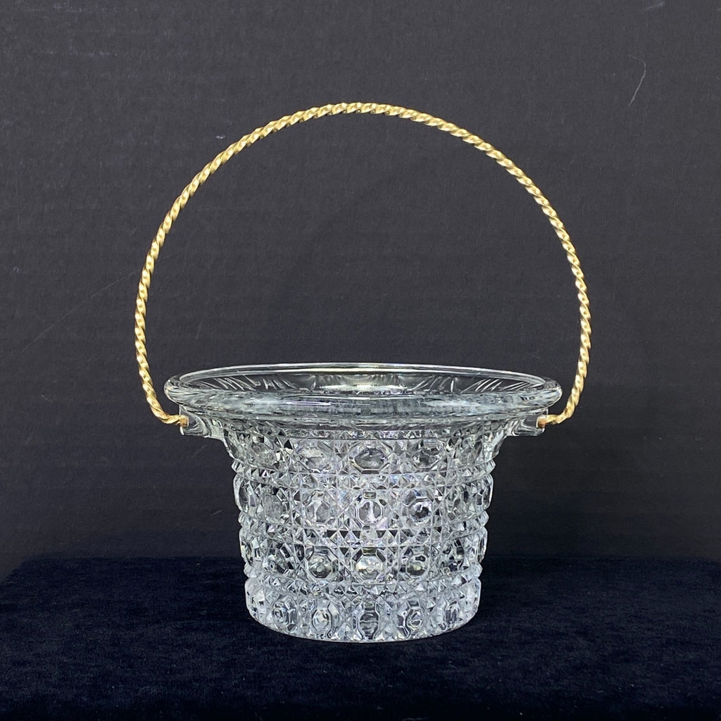 Vintage Avon Fostoria Glass Daisy Button Mini Basket Candle Holder