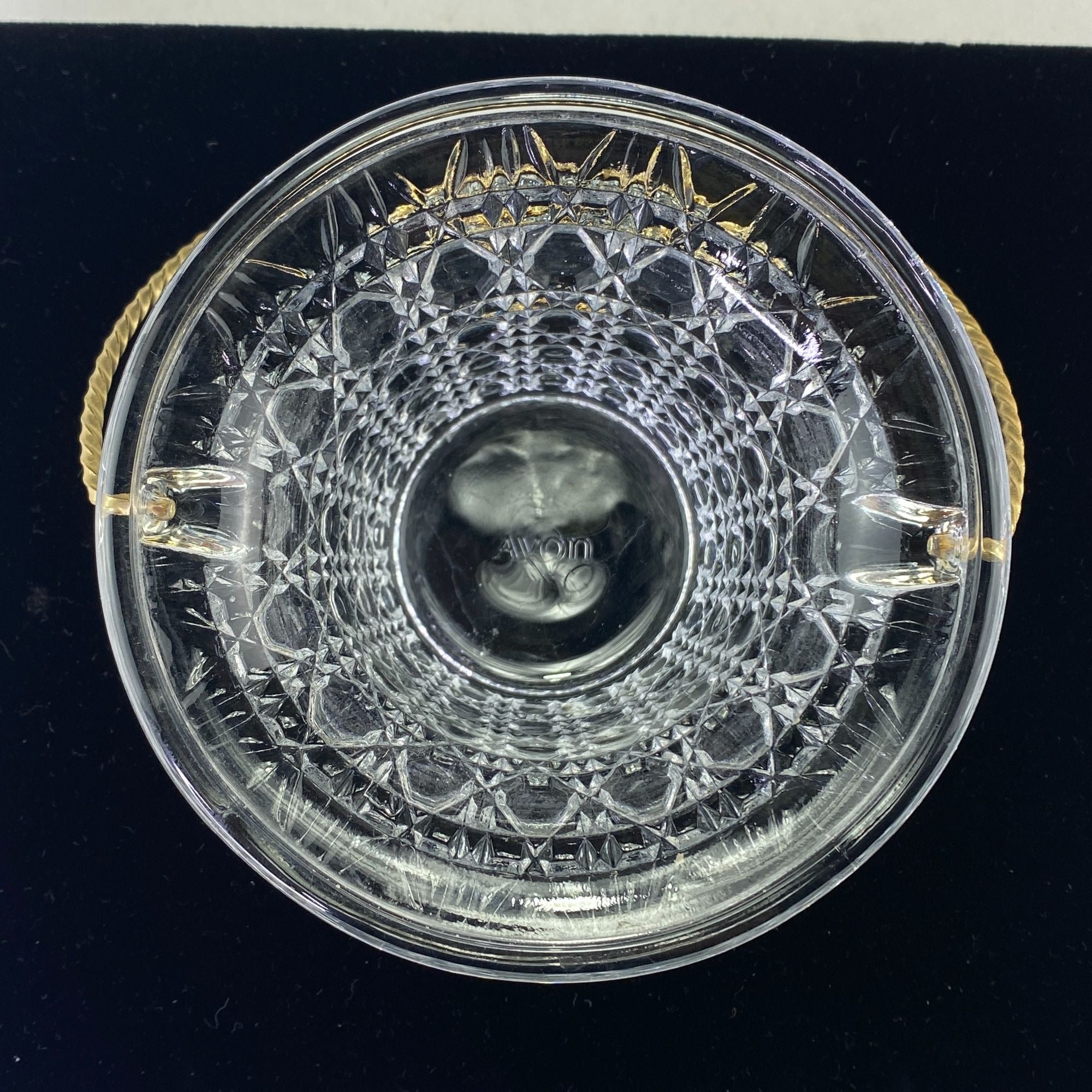 Vintage Avon Fostoria Glass Daisy Button Mini Basket Candle Holder
