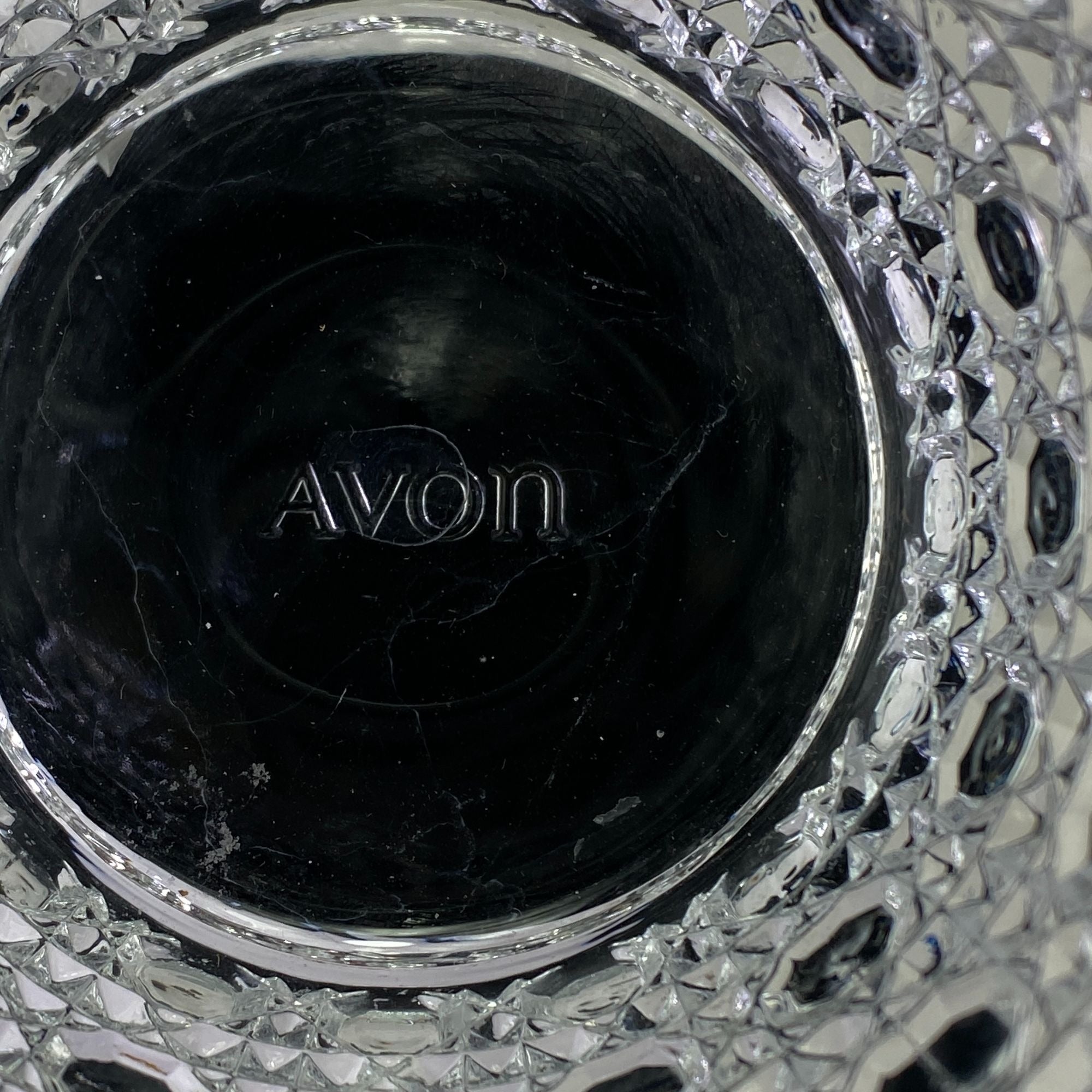 Vintage Avon Fostoria Glass Daisy Button Mini Basket Candle Holder