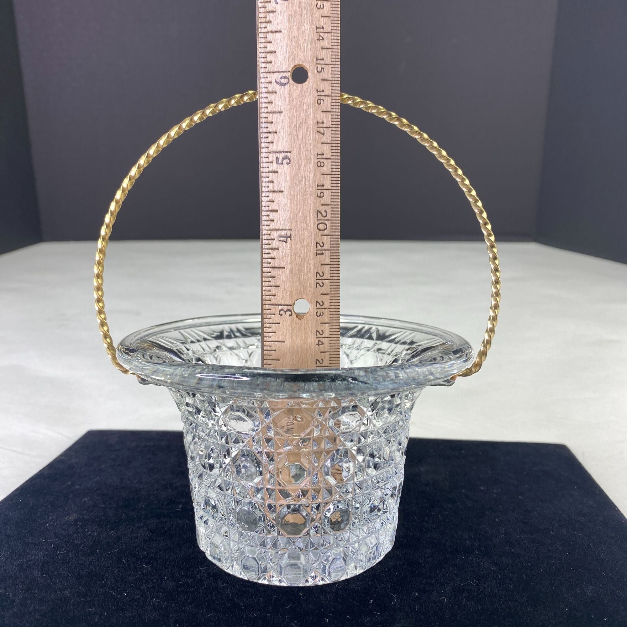 Vintage Avon Fostoria Glass Daisy Button Mini Basket Candle Holder