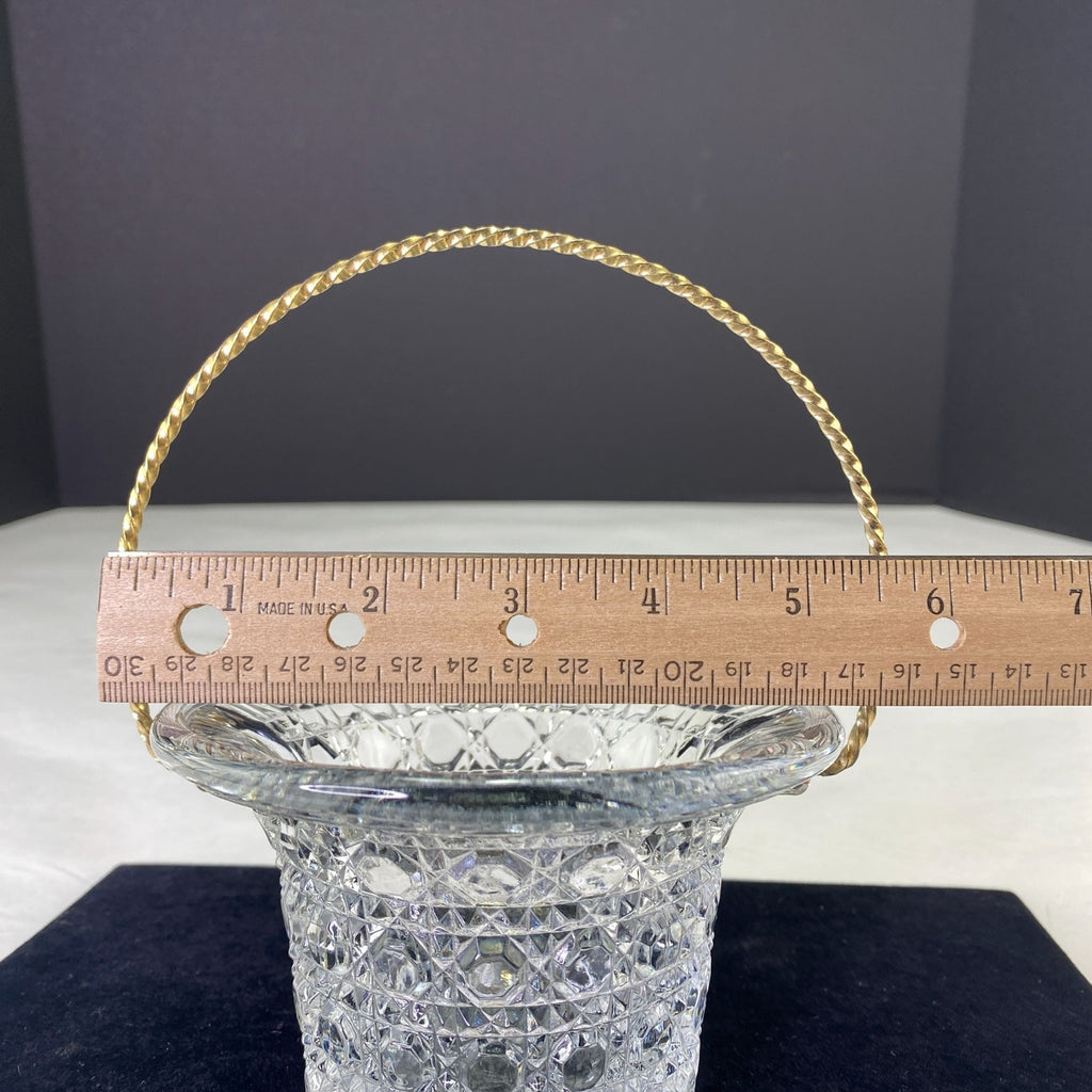 Vintage Avon Fostoria Glass Daisy Button Mini Basket Candle Holder
