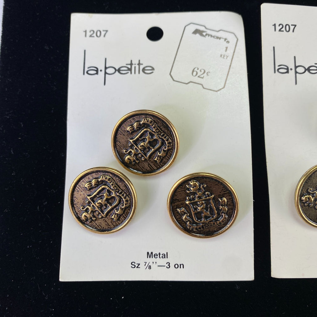 Vintage La Petite Spectemur Agendo Metal Shank Buttons Lot of 3 Cards