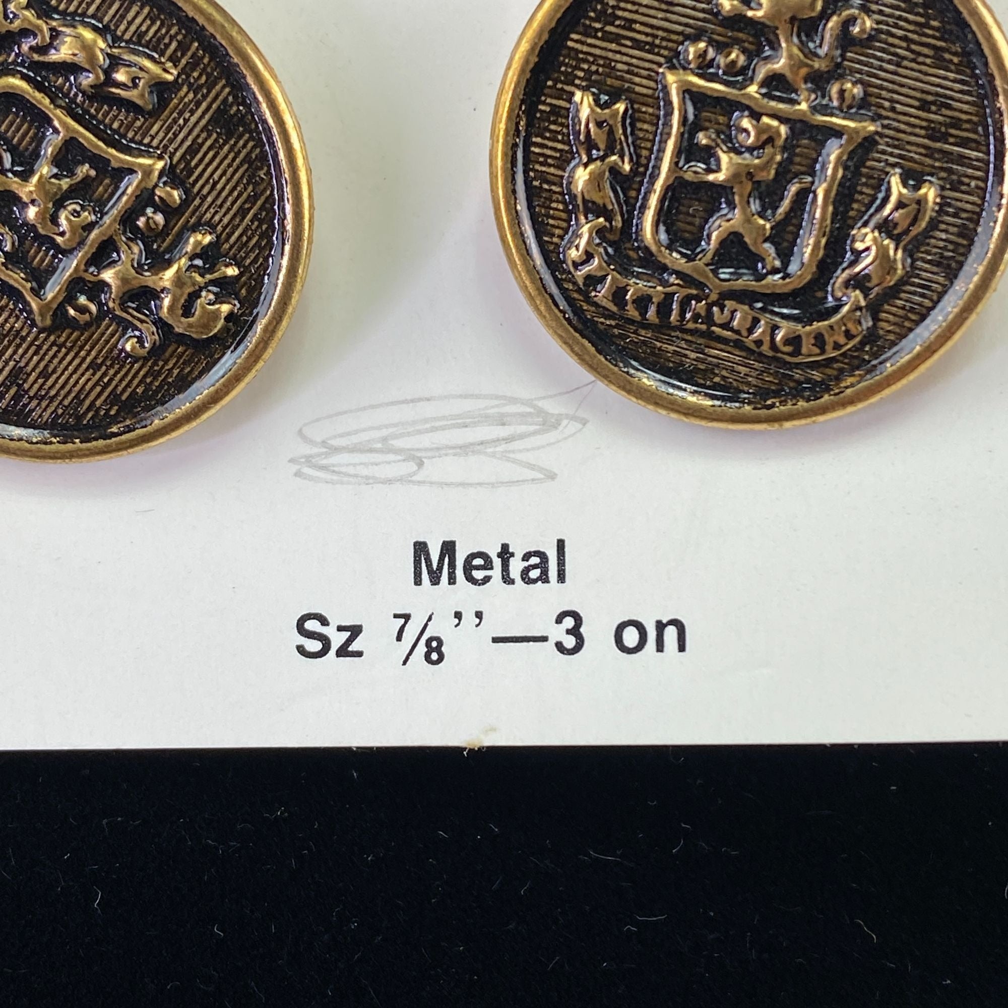 Vintage La Petite Spectemur Agendo Metal Shank Buttons Lot of 3 Cards