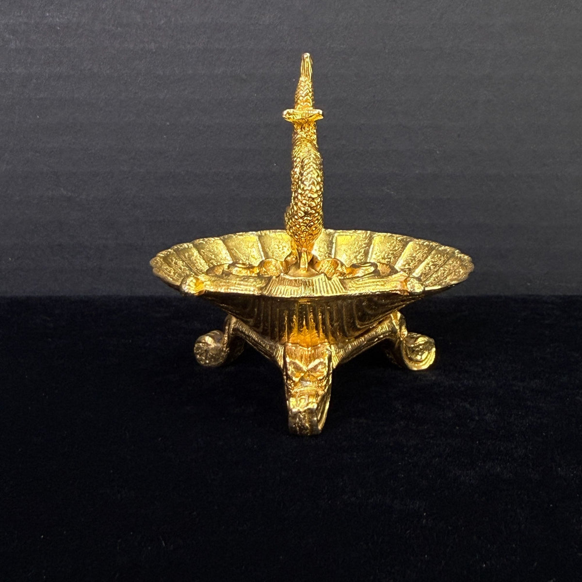 Vintage Gold Tone Asian Fish and Clam Shell Trinket Ring Dish