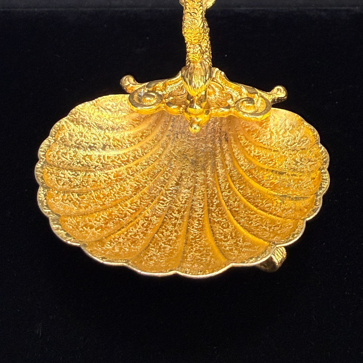 Vintage Gold Tone Asian Fish and Clam Shell Trinket Ring Dish
