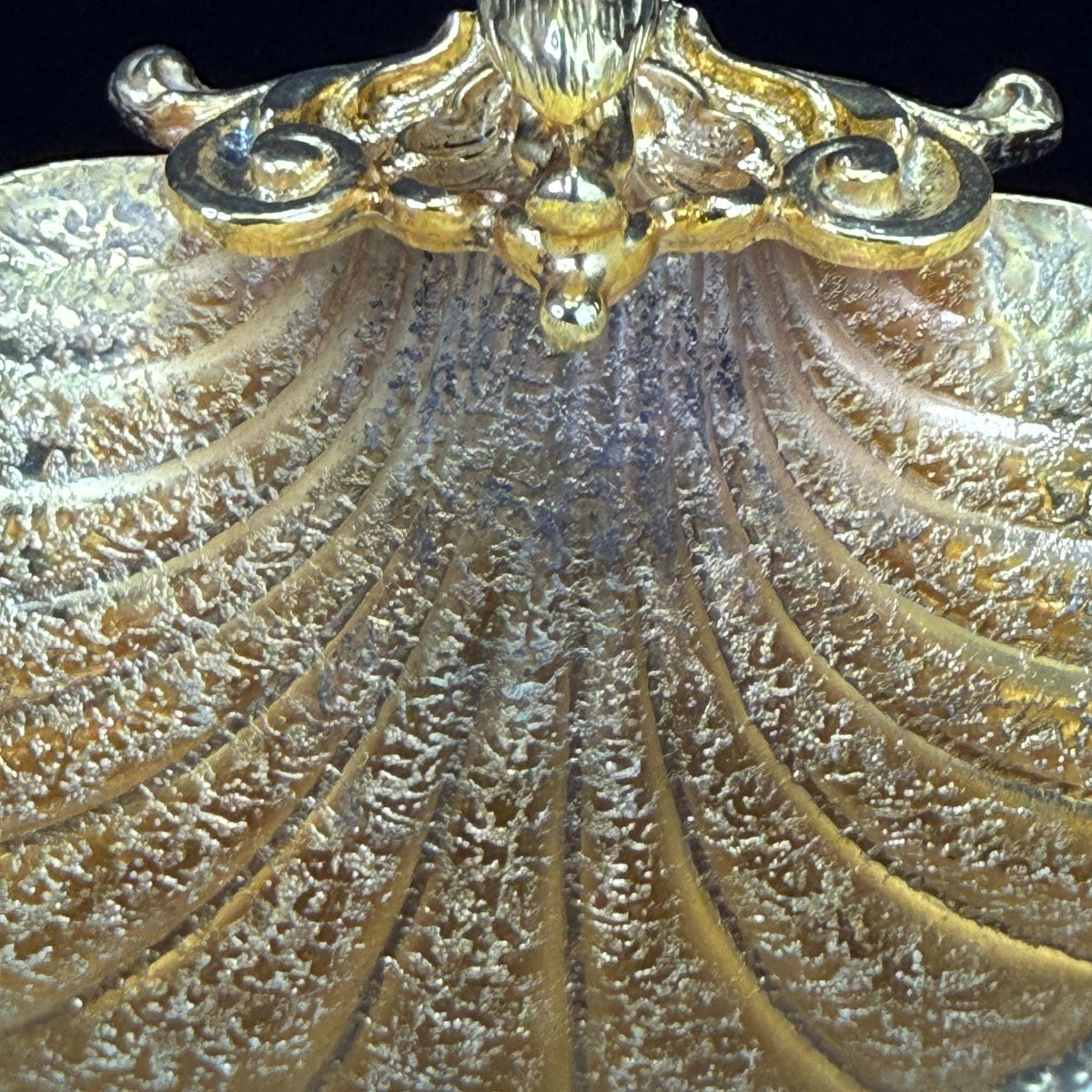 Vintage Gold Tone Asian Fish and Clam Shell Trinket Ring Dish