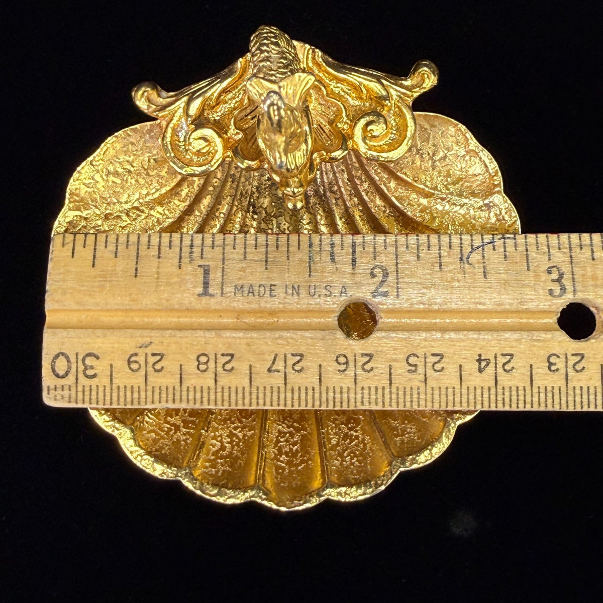 Vintage Gold Tone Asian Fish and Clam Shell Trinket Ring Dish