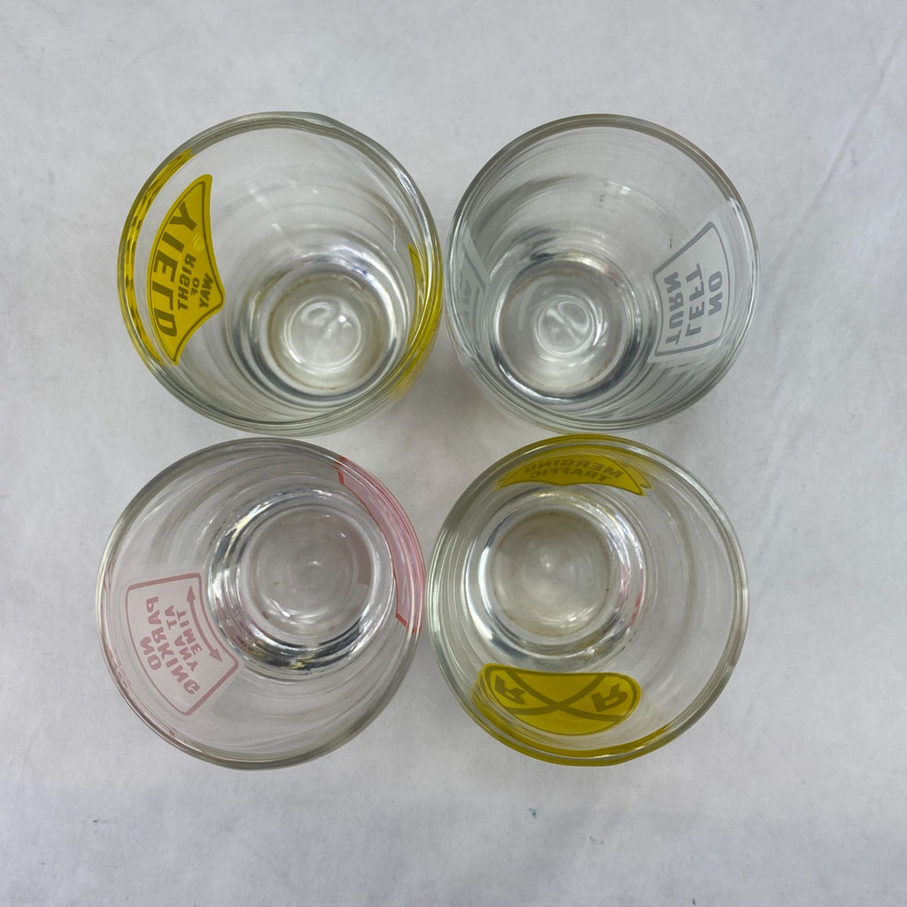 Vintage Road Sign 2 Ounce Shot Glasses Lot of 4