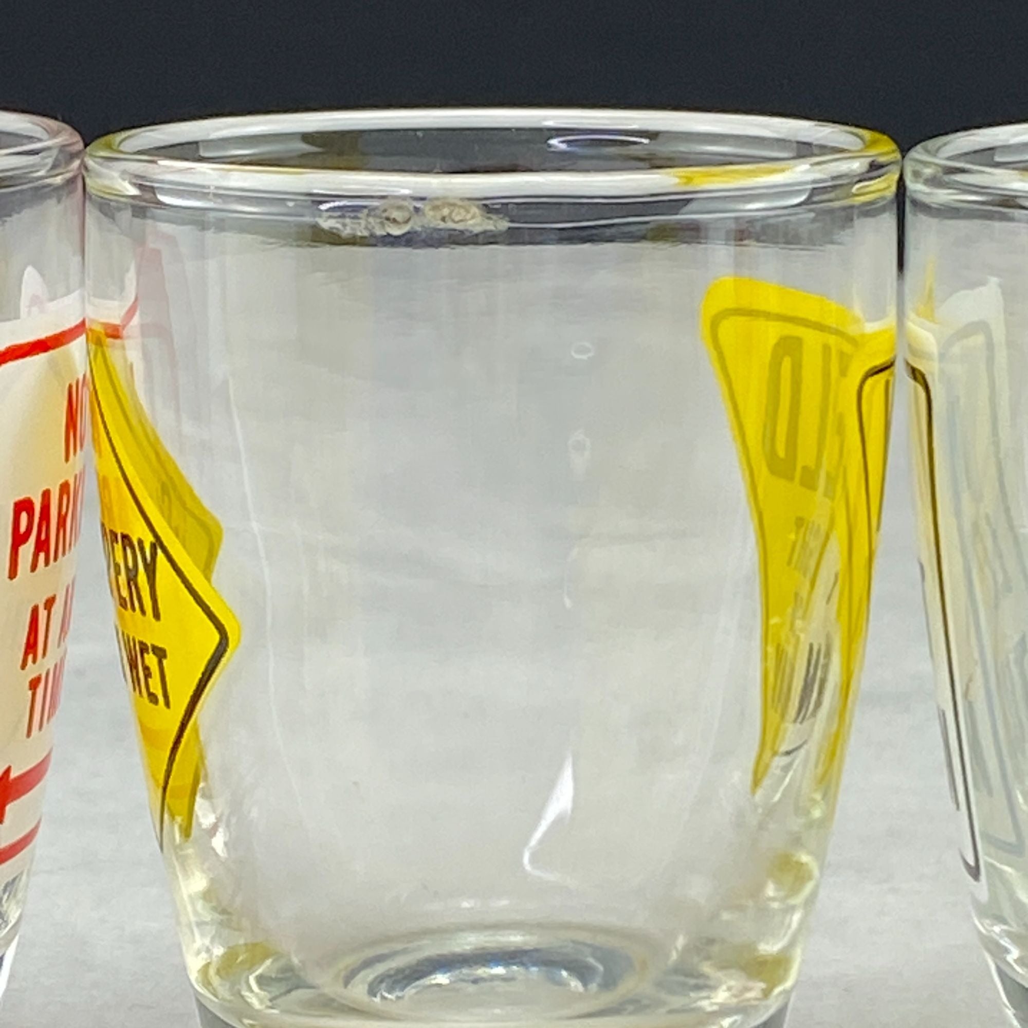 Vintage Road Sign 2 Ounce Shot Glasses Lot of 4