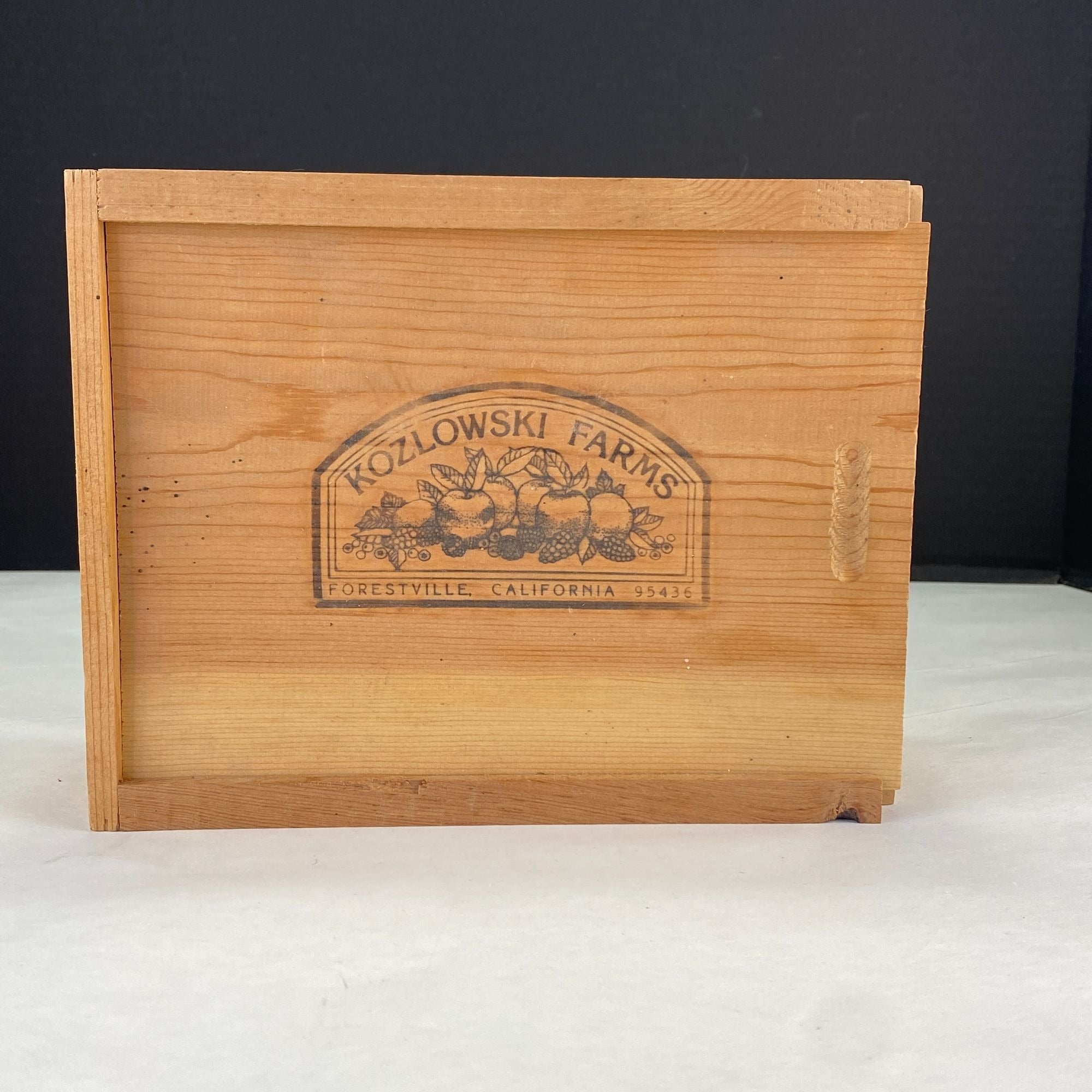 Vintage Kozlowski Farms Forestville CA Wood  Slide Top Box