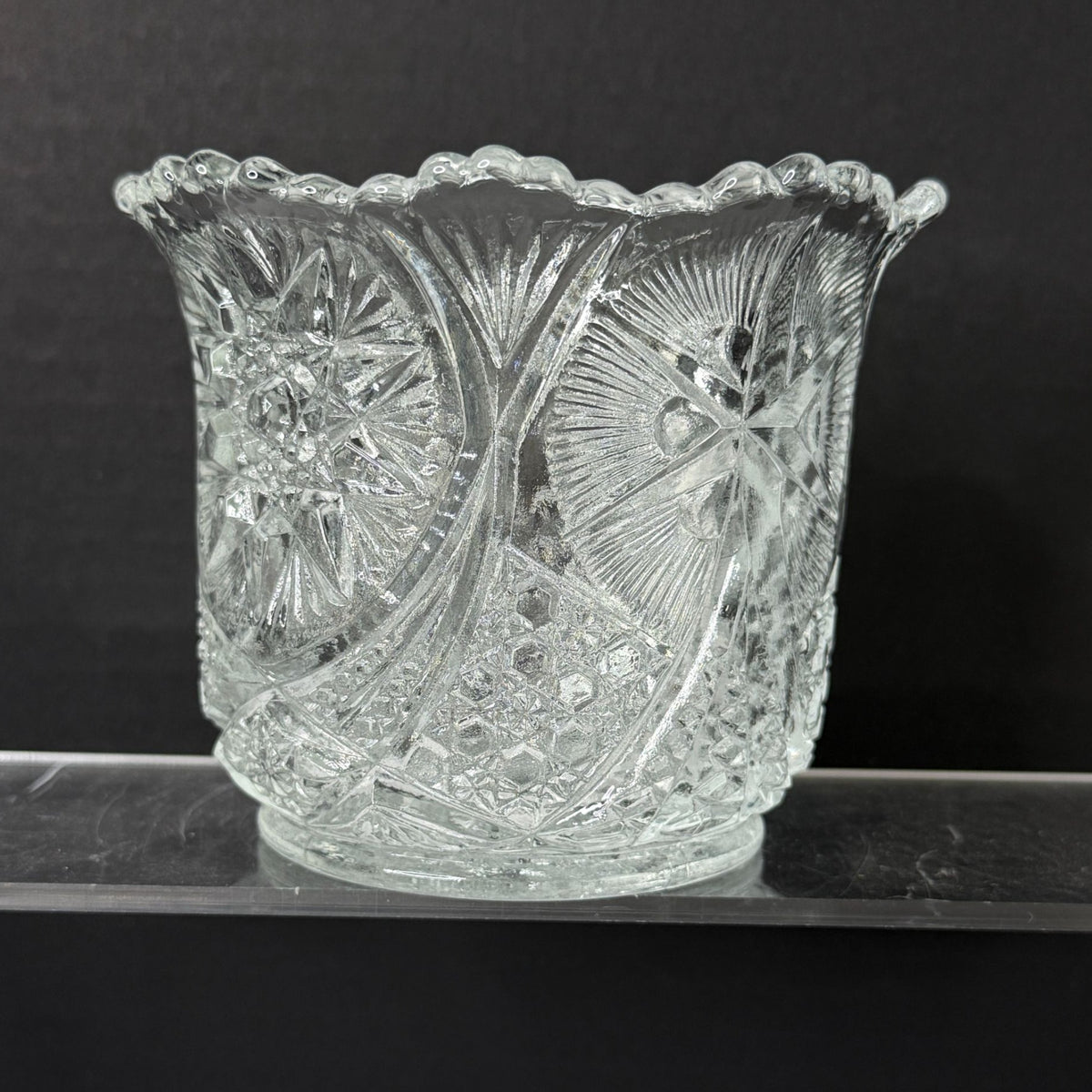 Vintage Pressed Glass Spooner Hobstar & Starburst Design