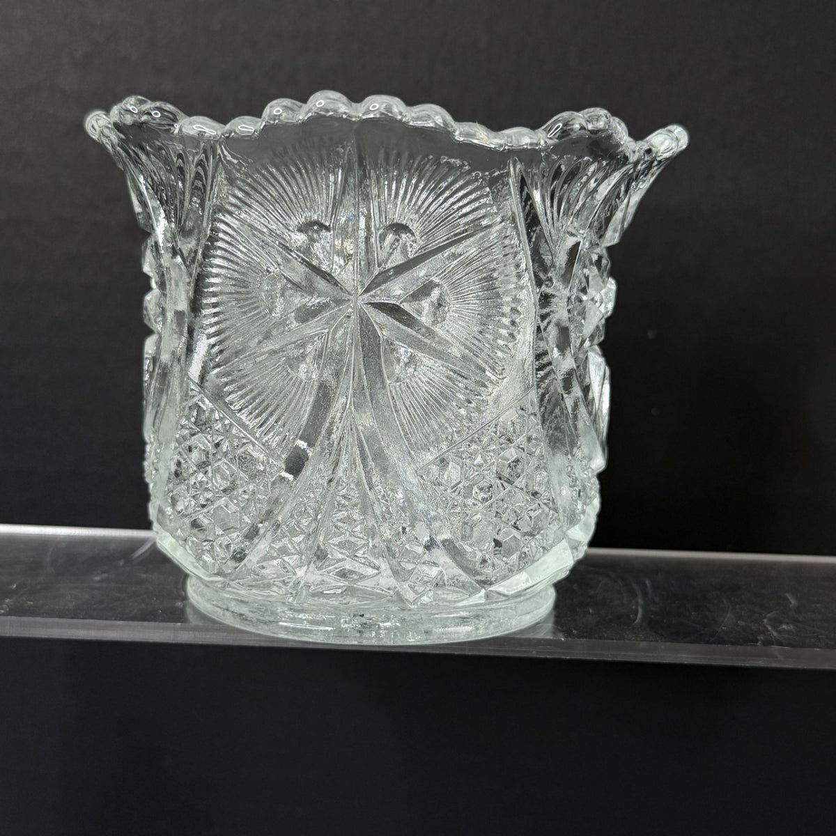 Vintage Pressed Glass Spooner Hobstar & Starburst Design