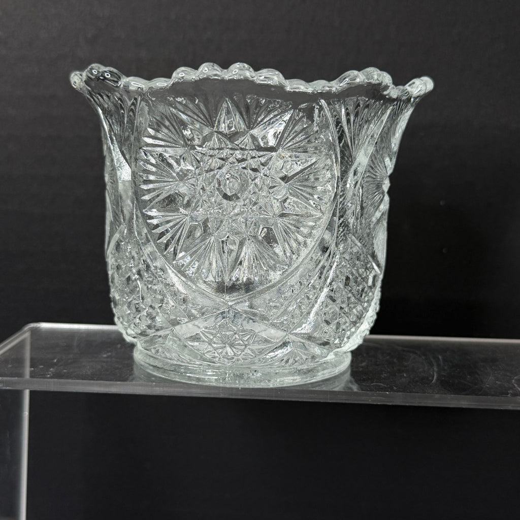 Vintage Pressed Glass Spooner Hobstar & Starburst Design