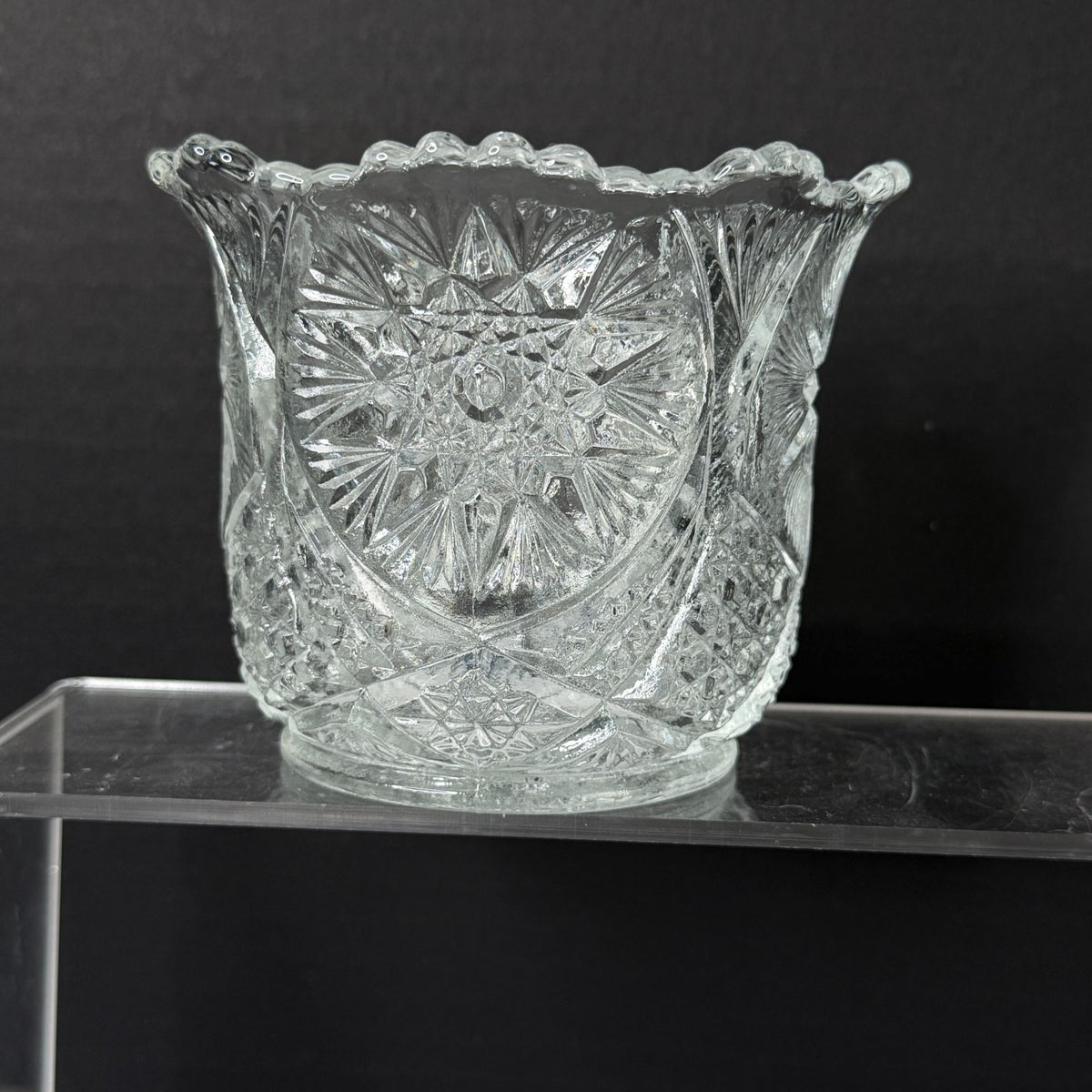 Vintage Pressed Glass Spooner Hobstar & Starburst Design