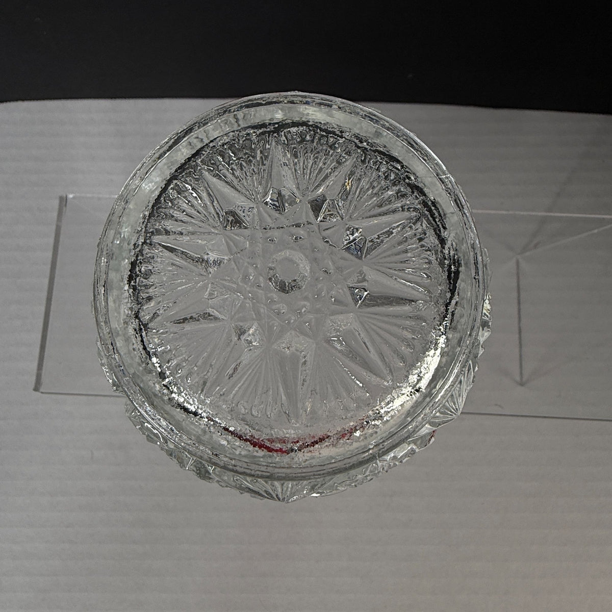 Vintage Pressed Glass Spooner Hobstar & Starburst Design