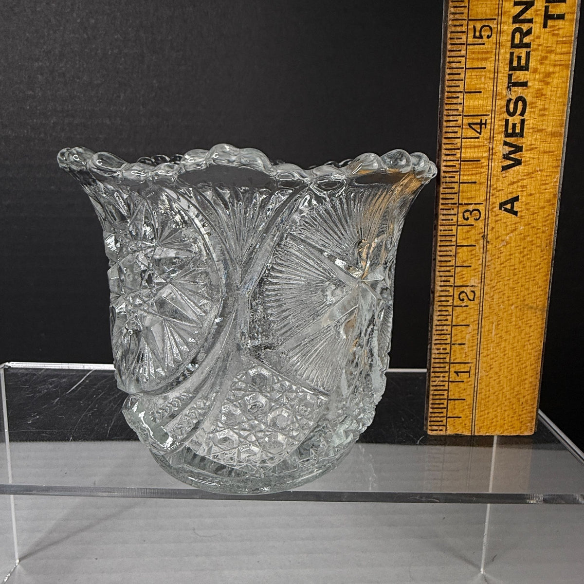 Vintage Pressed Glass Spooner Hobstar & Starburst Design