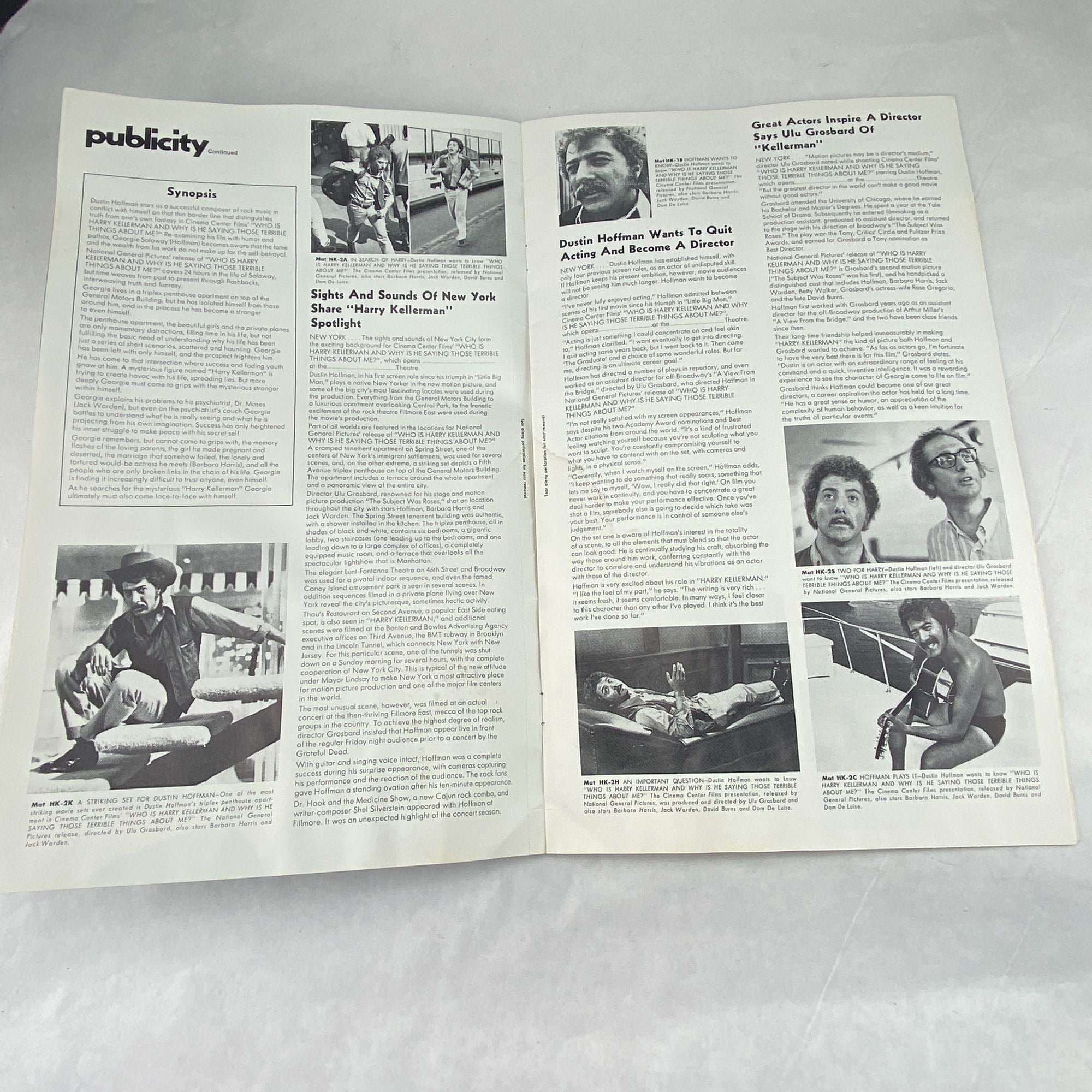 Vintage Pressbook 1971 Who Is Harry Kellerman Dustin Hoffman Cinema Center Films