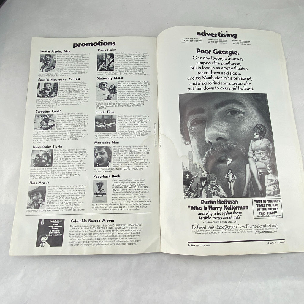 Vintage Pressbook 1971 Who Is Harry Kellerman Dustin Hoffman Cinema Center Films