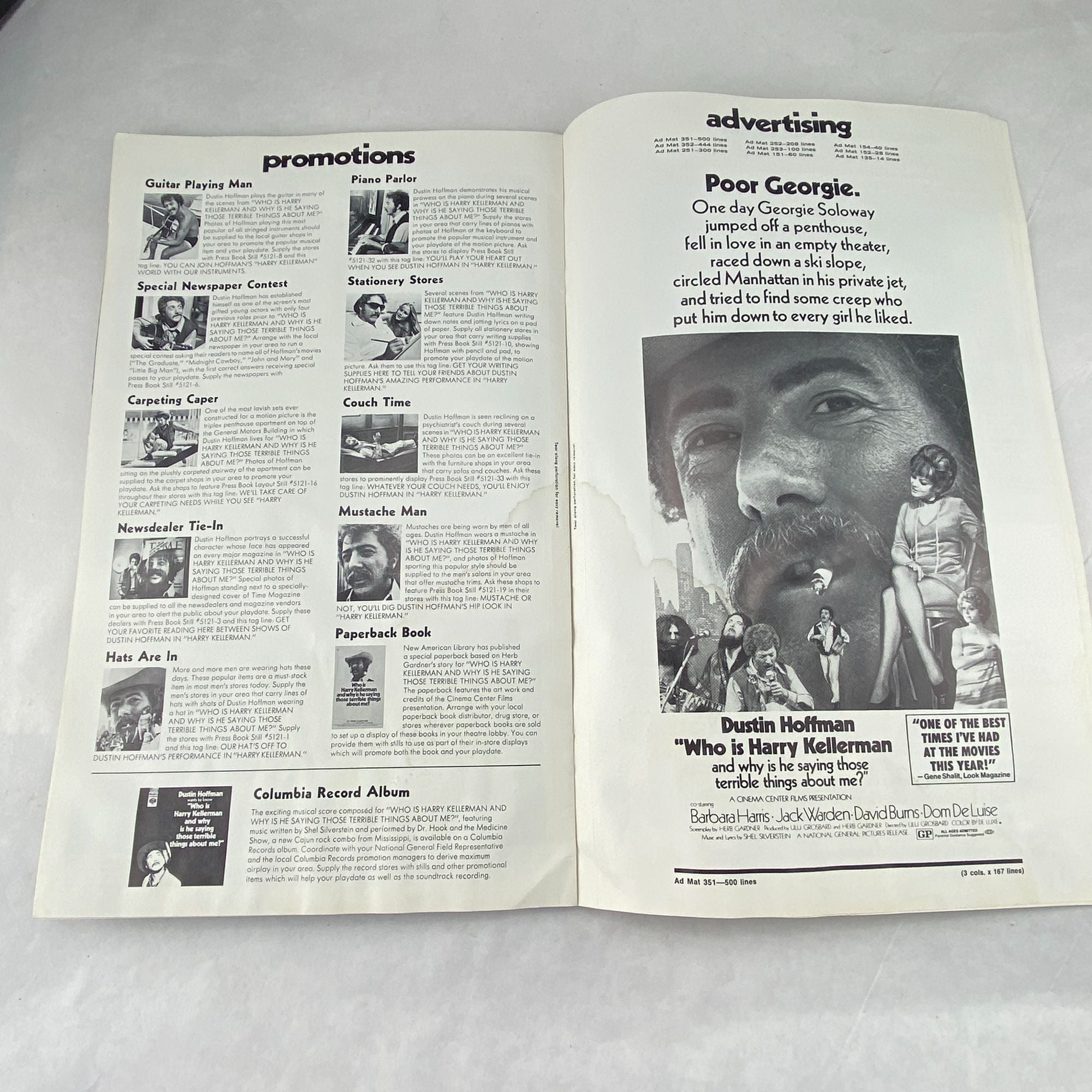 Vintage Pressbook 1971 Who Is Harry Kellerman Dustin Hoffman Cinema Center Films