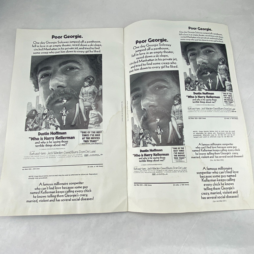 Vintage Pressbook 1971 Who Is Harry Kellerman Dustin Hoffman Cinema Center Films