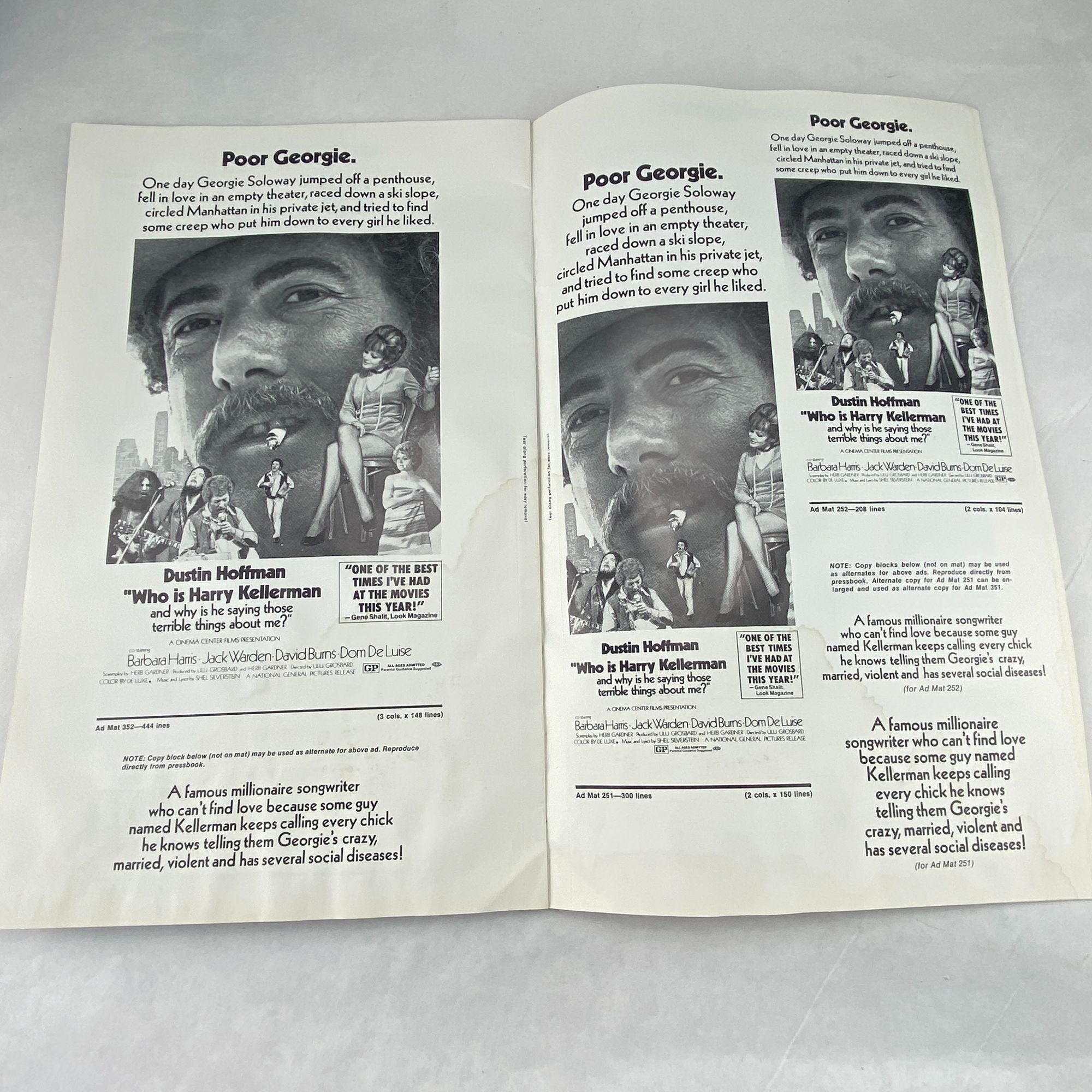 Vintage Pressbook 1971 Who Is Harry Kellerman Dustin Hoffman Cinema Center Films