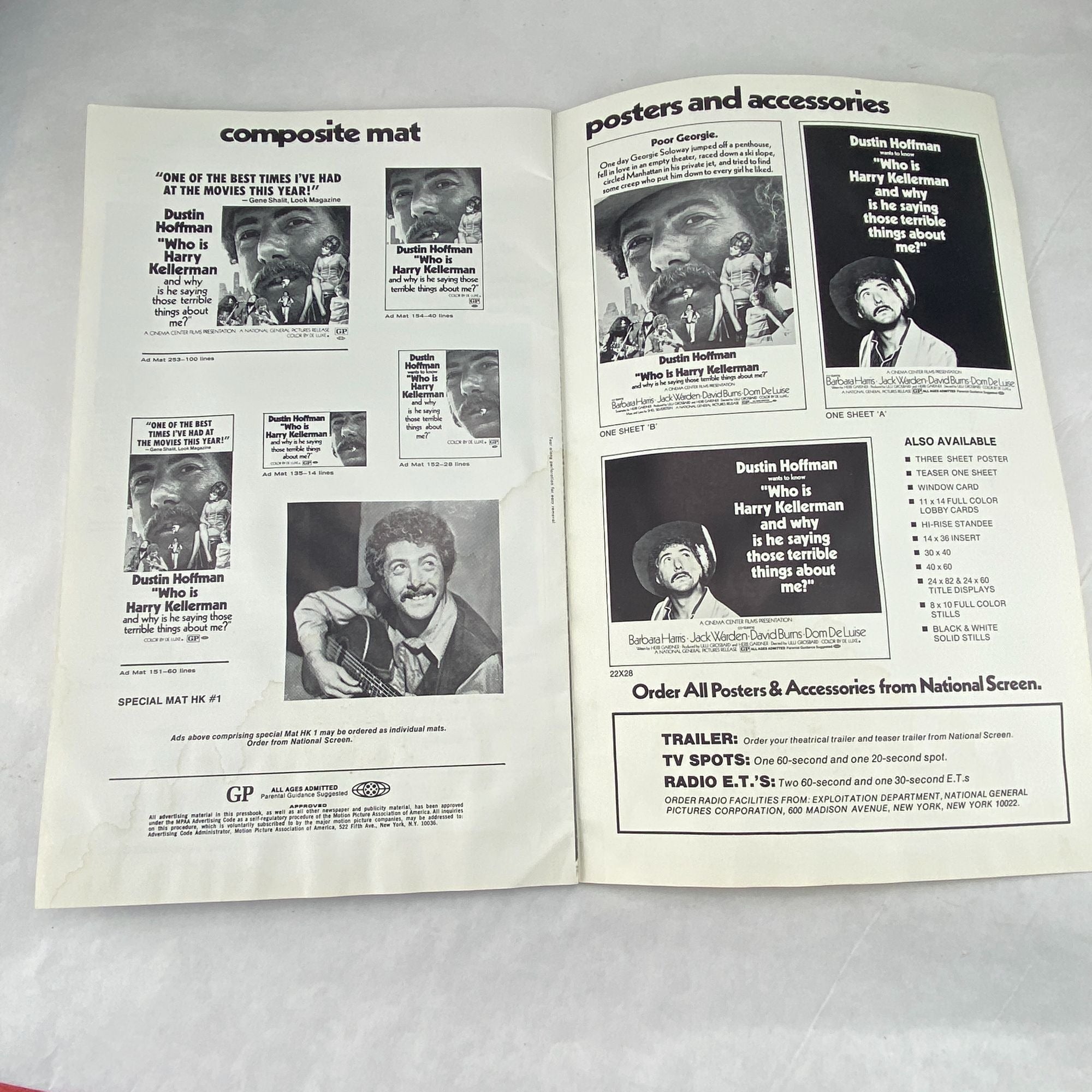 Vintage Pressbook 1971 Who Is Harry Kellerman Dustin Hoffman Cinema Center Films