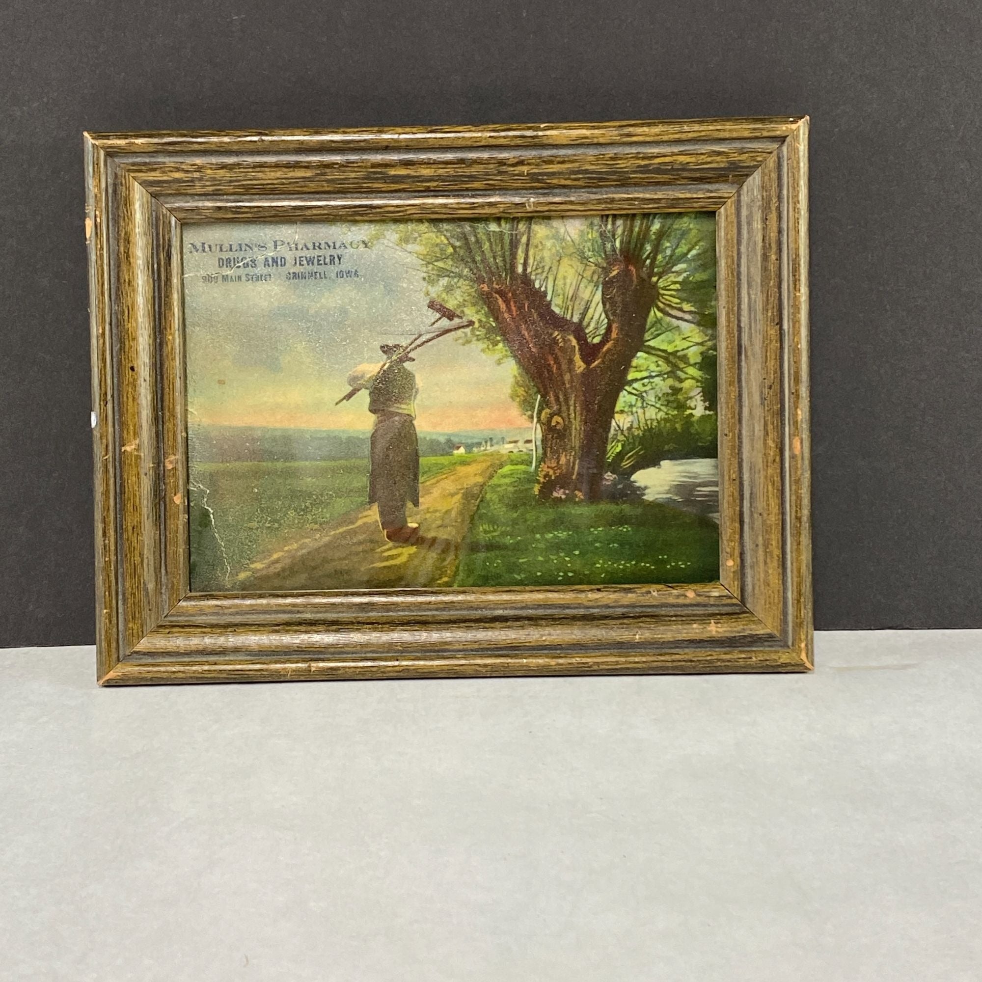 Vintage Emile Adan End of Day Mullins Pharmacy Framed Advertising